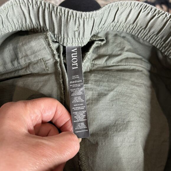 Vuori Shorts Medium Canvas Zipper Drawstring Pockets Rise Shine Green Sz M - Picture 6 of 6